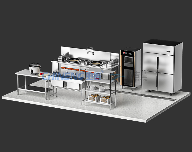 小型中餐厅中餐厅厨房工程3d效果图