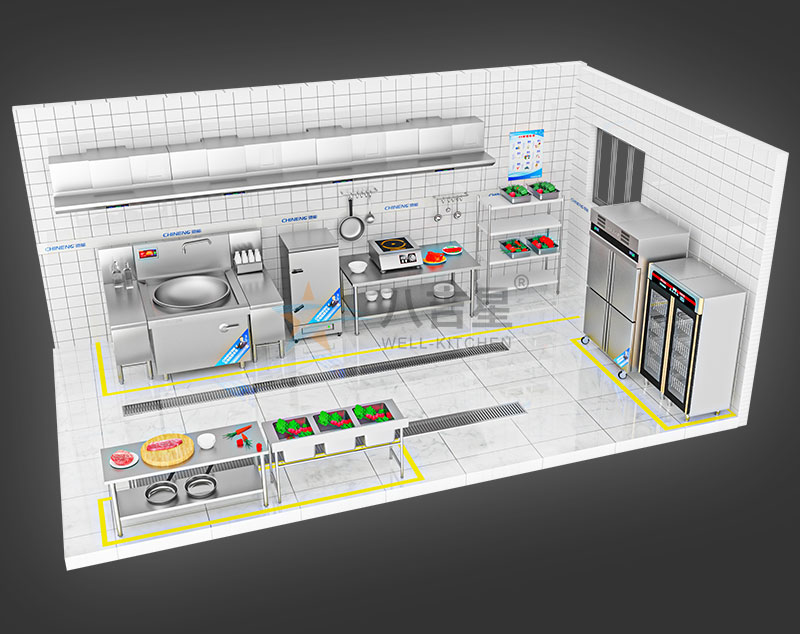 20-50人单位食堂厨房工程3d效果图
