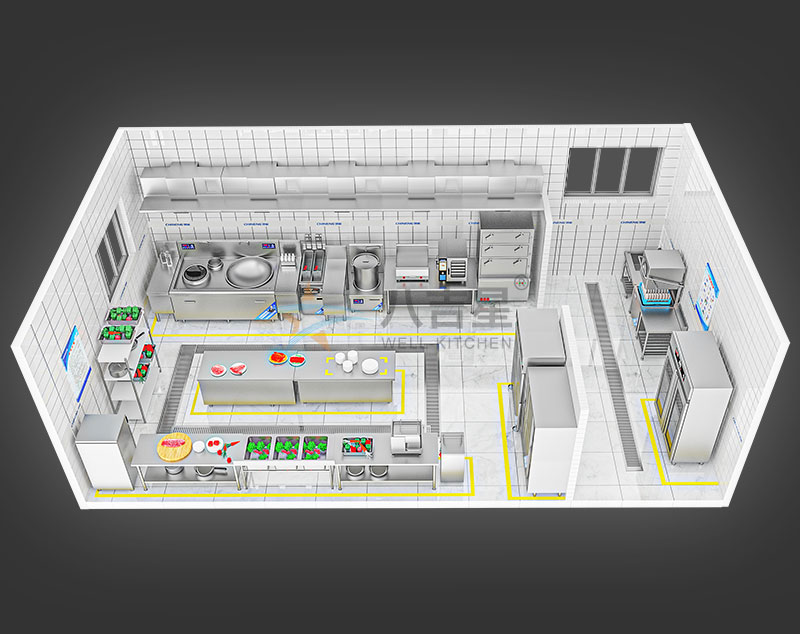 20-50人单位食堂厨房工程3d效果图