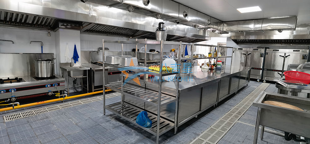 200-300人大型食堂厨房工程3d效果图