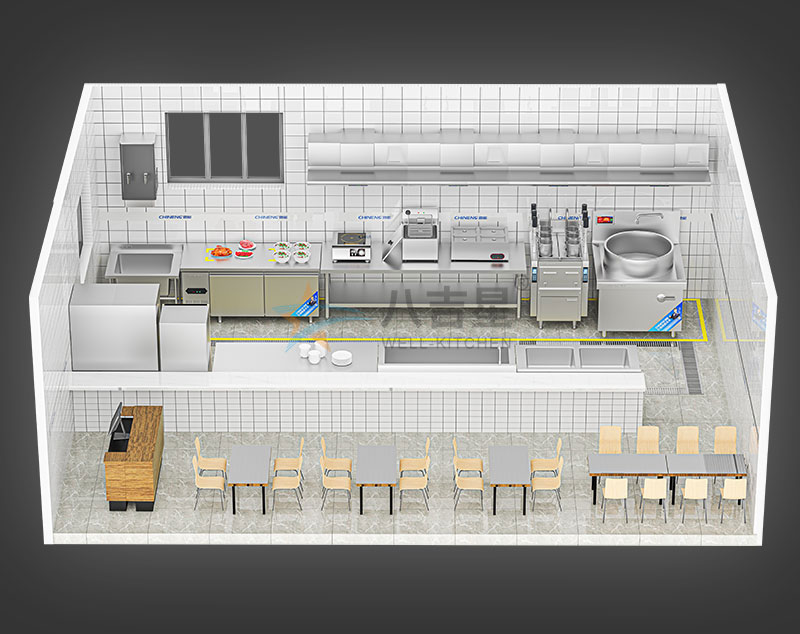 牛羊肉炖汤店汤粉面粥店厨房工程3d效果图