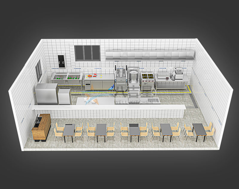 精品粉面店汤粉面粥店厨房工程3d效果图