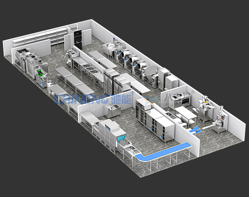 200-300人基础版智能食堂厨房套餐3d效果图