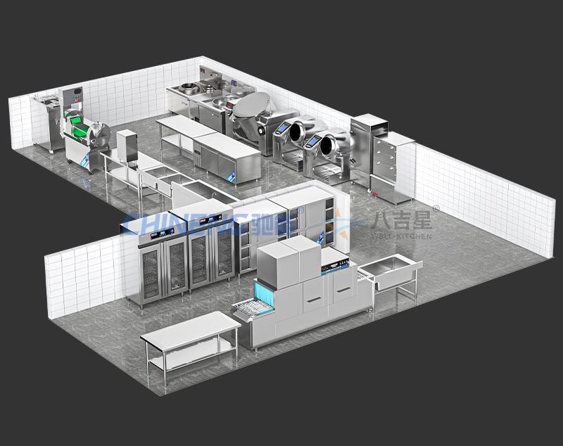 50-100人标准版智能食堂厨房套餐3d效果图