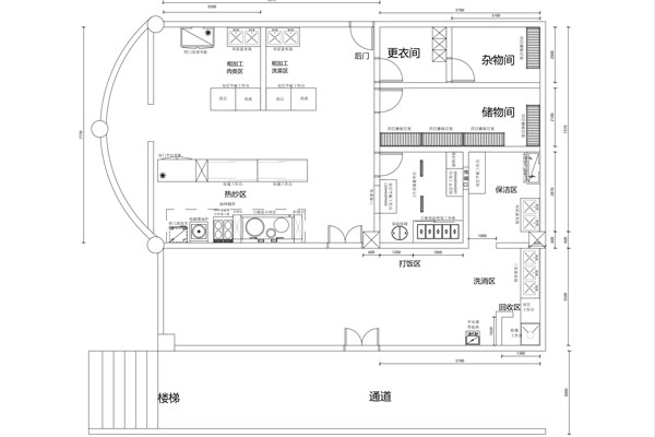 东莞大岭山第二小学食堂厨房平面设计图