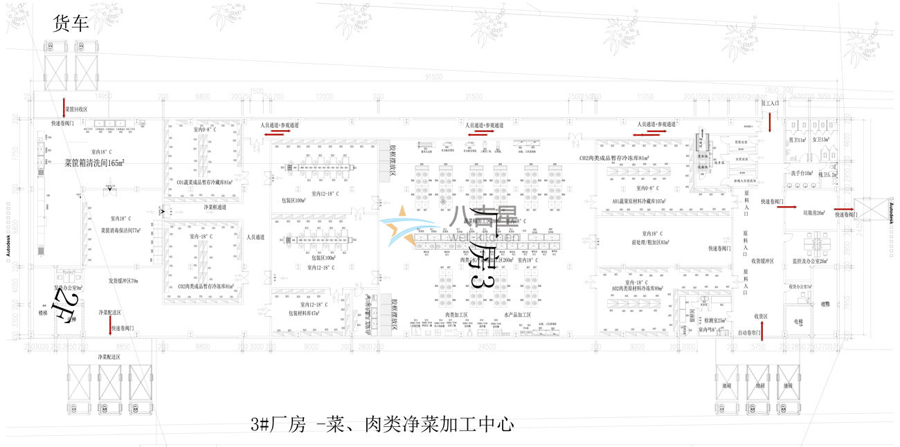 八吉星净菜加工厨房工程平面设计图