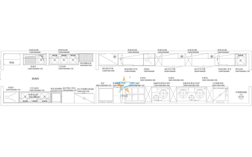 火车主题餐厅厨房工程设计图