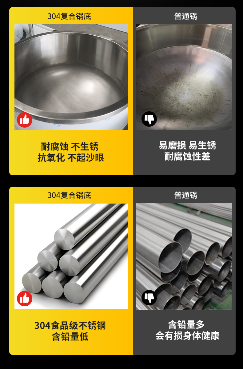 德凌思304复合底大锅灶和普通锅底区别